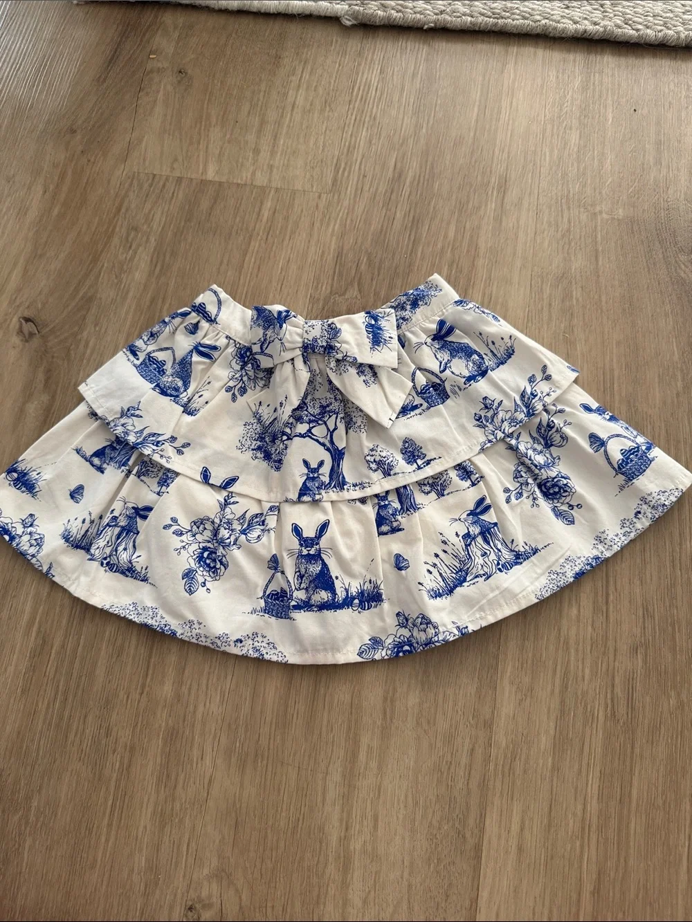 Gymboree Blue and White Tiered Toddler Skirt with Bow